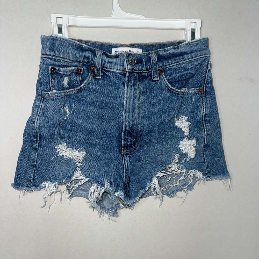 Abercrombie & Fitch Distressed Blue Denim Jean Shorts